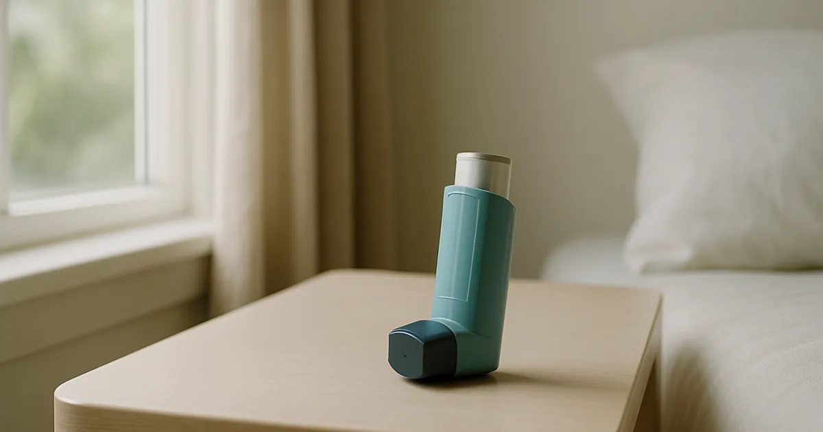 Inhalateur posé sur une table de chevet