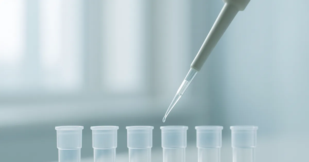 Pipette de laboratoire au-dessus de tubes d’analyse