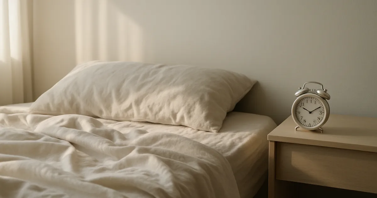 Lit défait et réveil dans la lumière du matin